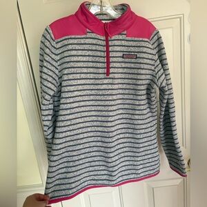 Vineyard Vines Pink and Blue Striped Quarter-Zip